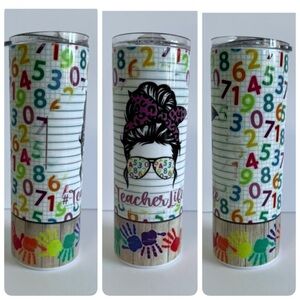 Colorful Teacher Life 20oz Skinny Tumbler